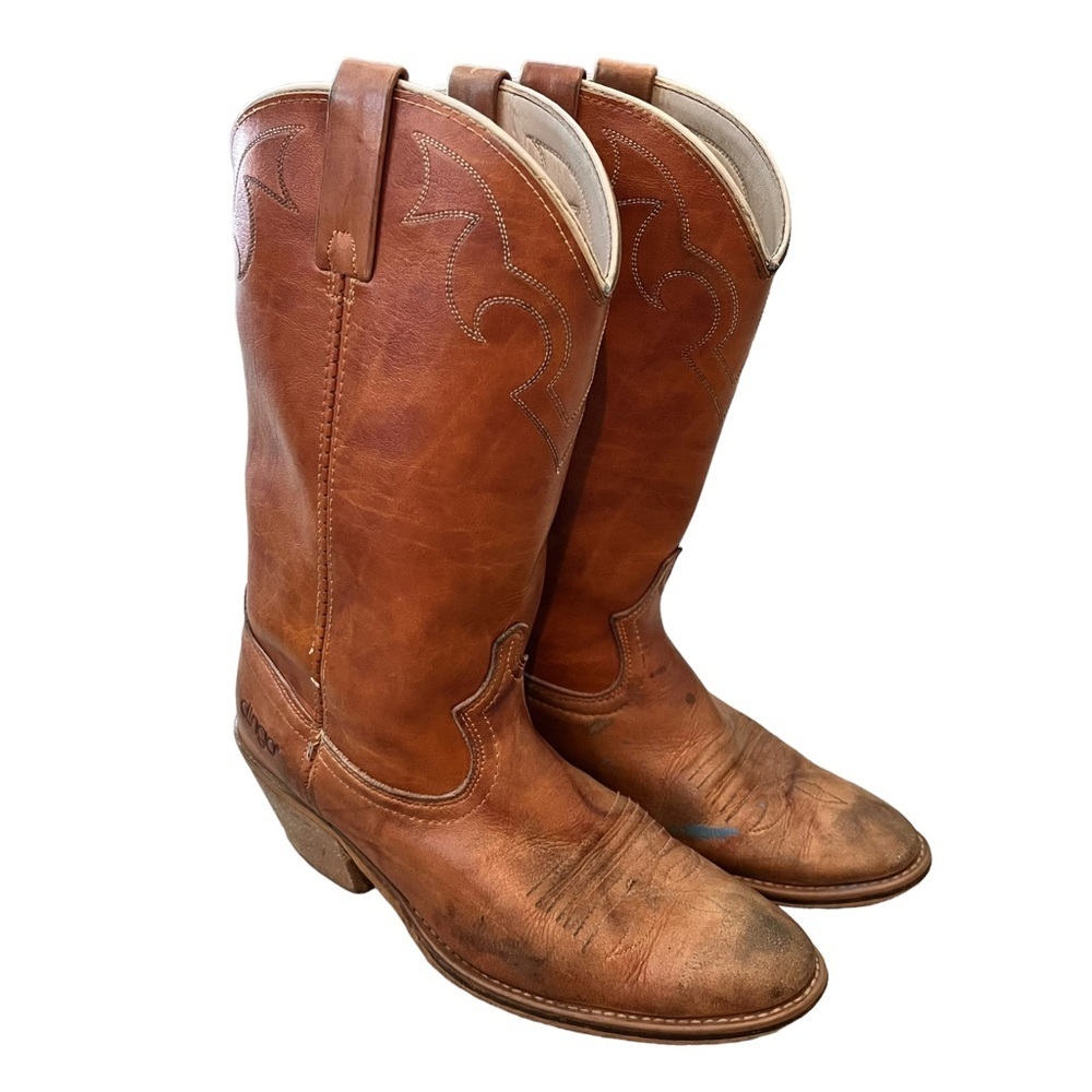 Dingo Mens Vintage Cowboy Western Leather Boots Tan size 8.5 D